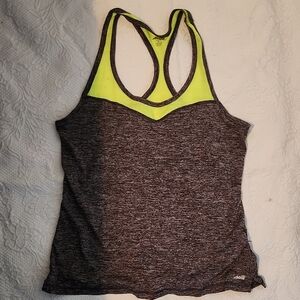 Avia Women's Charcoal and Neon Yellow Tank Top